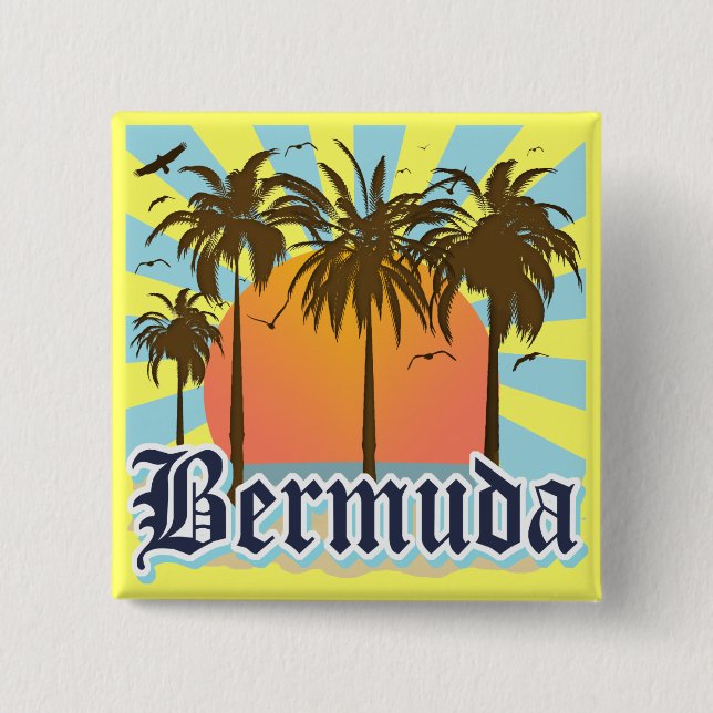 Island of Bermuda Souvenirs 2 Inch Square Button (Front)