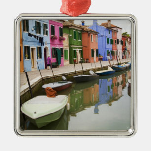 Island of Burano, Burano, Italy. Colourful 4 Metal Ornament