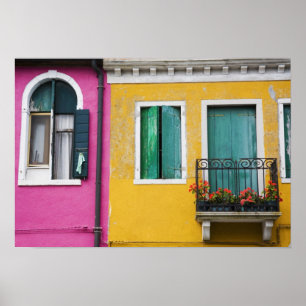 Island of Burano, Burano, Italy. Colourful 5 Poster