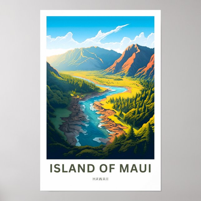 Island of Maui Hawaii Travel Print (Front)