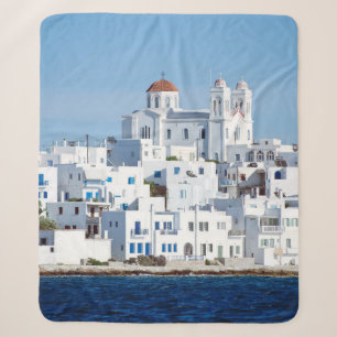 Island of paros with the village of naoussa sherpa blanket