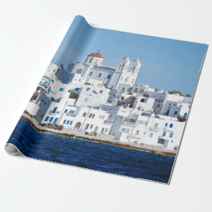 Island of paros with the village of naoussa wrapping paper