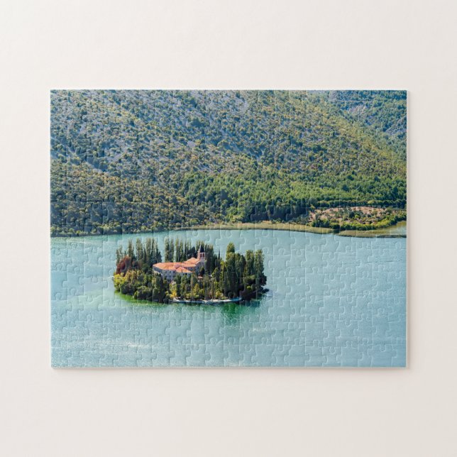 Island of Visovac monastery in Krka NP - Croatia Jigsaw Puzzle (Horizontal)