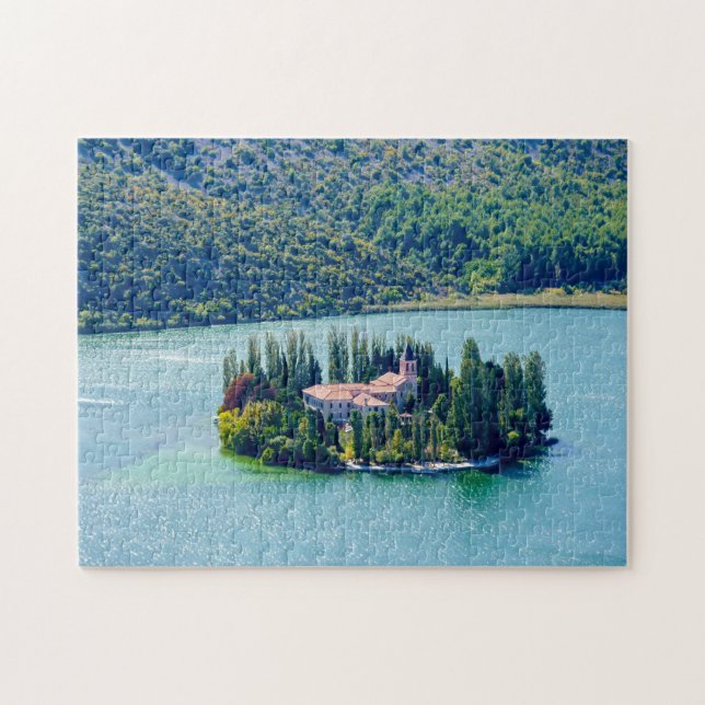 Island of Visovac monastery in Krka NP - Croatia Jigsaw Puzzle (Horizontal)