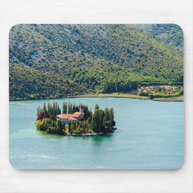 Island of Visovac monastery in Krka NP - Croatia Mouse Pad (Front)