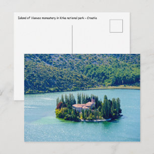 Island of Visovac monastery in Krka NP - Croatia Postcard