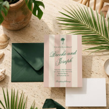 Island Palm Stripe Cabana Beach Retro pink wedding