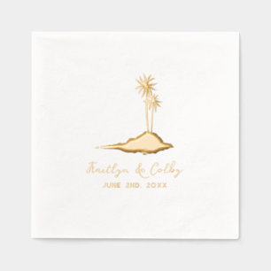 Island Palm Trees Wedding Foil Napkins