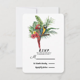 Island Paradise Birds Tropical Floral Wedding RSVP Card