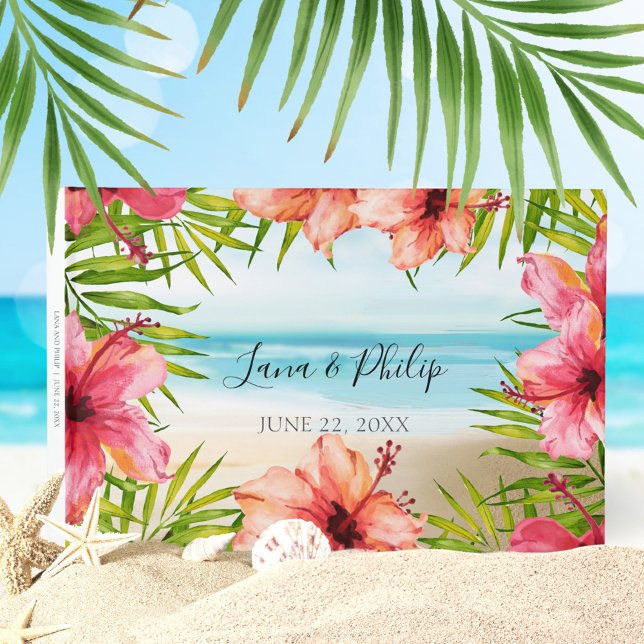 Island Paradise Tropical Beach Flower Palm Wedding Guest Book (Creator Uploaded)