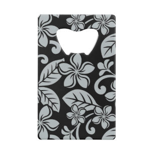 ISLAND PLUMERIA (BLACK/GRAY) CREDIT CARD BOTTLE OP OPENER