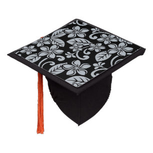 ISLAND PLUMERIA (BLACK/GRAY) GRADUATION CAP TOPPER