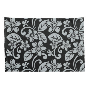 ISLAND PLUMERIA (BLACK/GRAY) PILLOWCASE