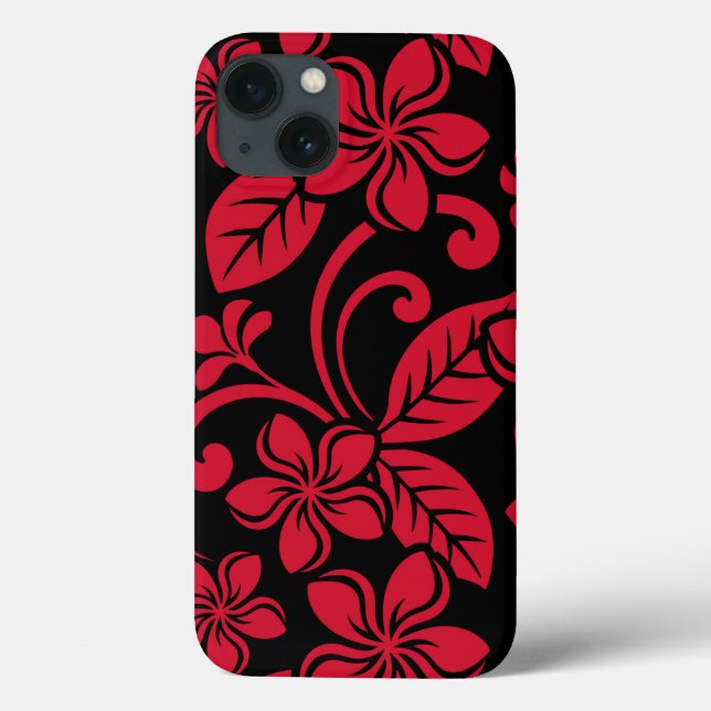 ISLAND PLUMERIA (BLACK/RED) Case-Mate iPhone CASE (Back)