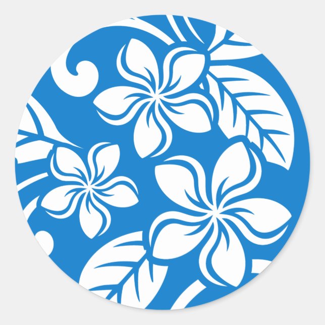 ISLAND PLUMERIA (BLUE SKY) CLASSIC ROUND STICKER (Front)