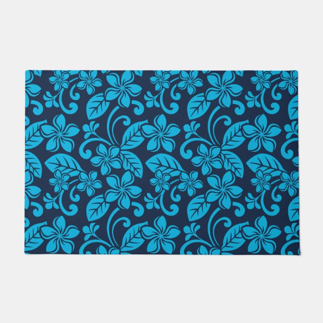 ISLAND PLUMERIA (BLUE x 2) Doormat (Front)