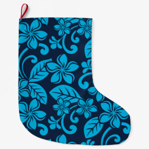 ISLAND PLUMERIA (Blue x 2) Large Christmas Stocking