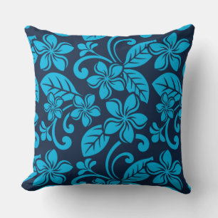ISLAND PLUMERIA (Blue x 2) Throw Pillow
