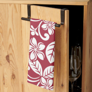 ISLAND PLUMERIA (CARDINAL RED) Kitchen Towels