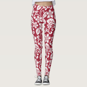 ISLAND PLUMERIA (CARDINAL RED) Leggings