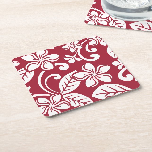 ISLAND PLUMERIA (CARDINAL RED) Paper Coaster (Angled)