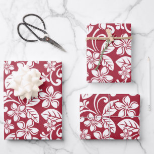 ISLAND PLUMERIA (CARDINAL RED) WRAPPING PAPER SHEET