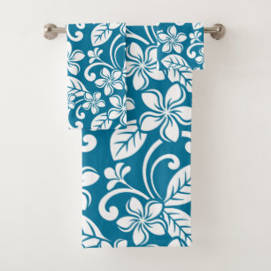 ISLAND PLUMERIA (CARIBBEAN BLUE) BATH TOWEL SET