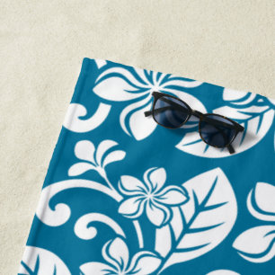 ISLAND PLUMERIA (CARIBBEAN BLUE) BEACH TOWEL