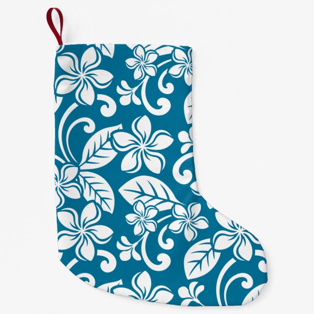ISLAND PLUMERIA (CARIBBEAN BLUE) SMALL CHRISTMAS STOCKING (Front)