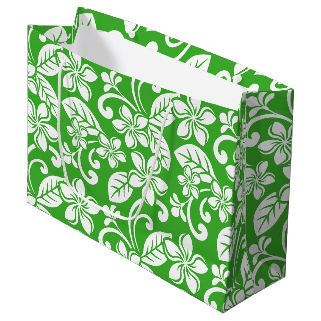 ISLAND PLUMERIA (CITRUS GREEN) LARGE GIFT BAG (Front Angled)