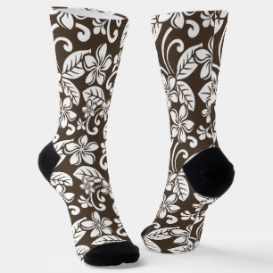 ISLAND PLUMERIA (COFFEE BROWN) SOCKS