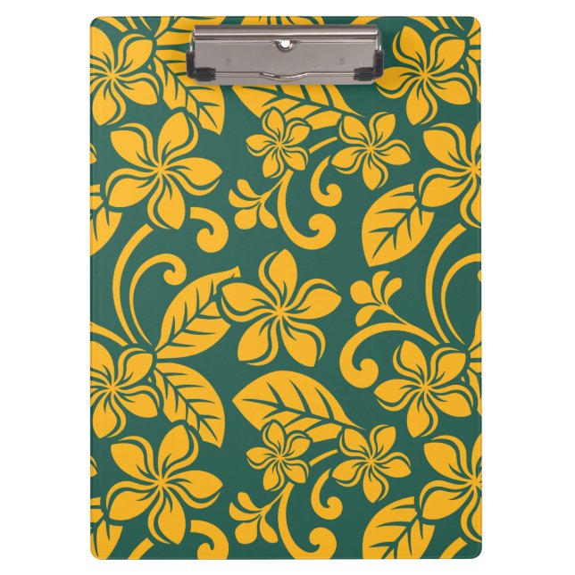 ISLAND PLUMERIA (DARK GREEN/GOLD) CLIPBOARD (Front)