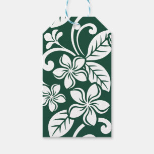 ISLAND PLUMERIA (FOREST GREEN) GIFT TAGS