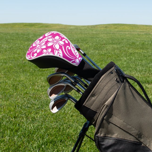 ISLAND PLUMERIA (HOT PINK) GOLF HEAD COVER (In Situ)