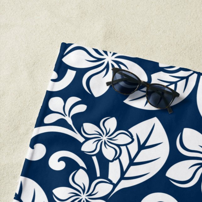 ISLAND PLUMERIA (NAVY) BEACH TOWEL (In Situ)