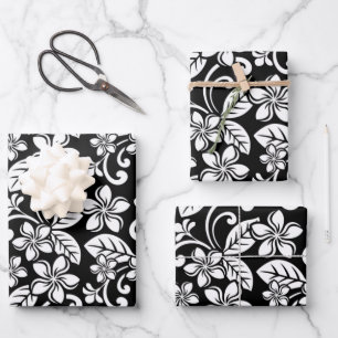 ISLAND PLUMERIA (NOIR) FEUILLES DE PAPIER