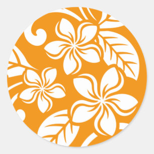 ISLAND PLUMERIA (ORANGE) STICKER ROND CLASSIQUE