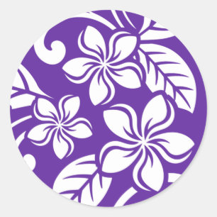 ISLAND PLUMERIA (PURPLE) CLASSIC ROUND STICKER