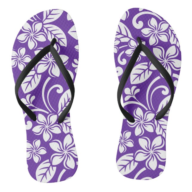 ISLAND PLUMERIA (PURPLE) FLIP FLOPS (Footbed)