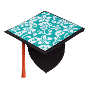 ISLAND PLUMERIA (TURQUOISE) GRADUATION CAP TOPPER