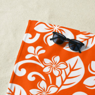 ISLAND PLUMERIA (VERY ORANGE) BEACH TOWEL