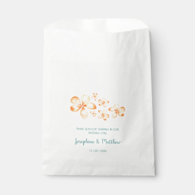 Island Plumeria Watercolor Wedding Favour Bag (Front)