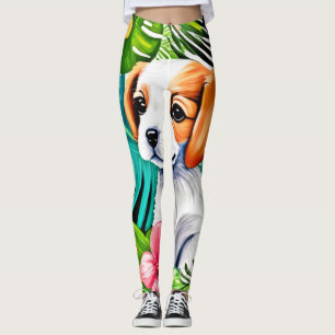 Island Puppy: Floral Friend Leggings