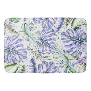 Island Purple Tropical Palm Leaves Summer Island Bath Mat