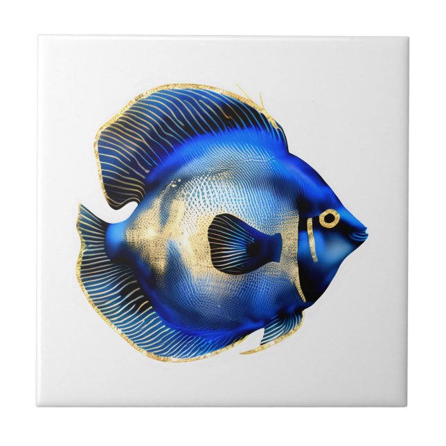 Island reef Gold blue hippo tang fish beach sea Tile (Front)
