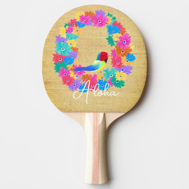 Island Rustic Bird 'Aloha'  Ping Pong Paddle (Front)