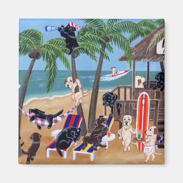 Island Summer Vacation Labradors Magnet (Front)