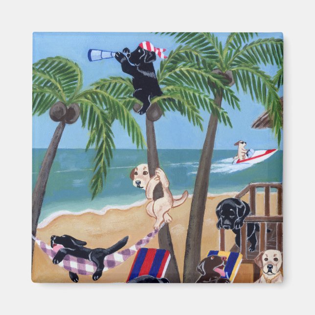 Island Summer Vacation Labradors Magnet (Front)