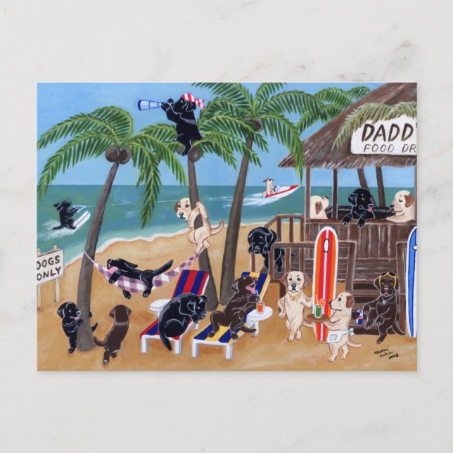 Island Summer Vacation Labradors Postcard (Front)