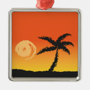 Island Sunset Metal Ornament